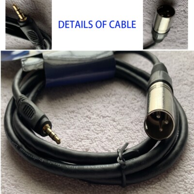 6FT XLR 3-Pin Male Mono 2''1/4 Audio Cable to Mini Jack Stereo 3.5mm DJ Cable