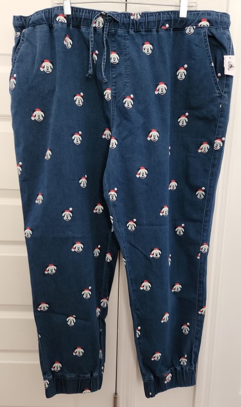 NWT Disney Parks Mickey Mouse Christmas Print Jeans Jogger pant 2X FREE SHIPPING