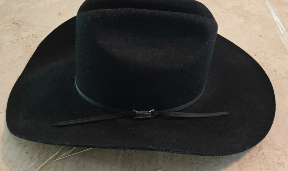 Sombrero de Vaquero Eddy Maverick 100% Lana Maverick Negro Talla 6 3/4 Hecho en EE. UU. De Colección Foto 2 de 4