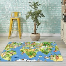 3D Cartoon Town 717NAO World Map Non Slip Rug Mat Elegant Photo Carpet Fay