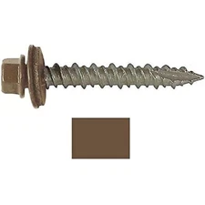 Self-Drilling Roofing Screws, Metal to Wood, Antique Brown, 10 x 1-In., 1- Lb.