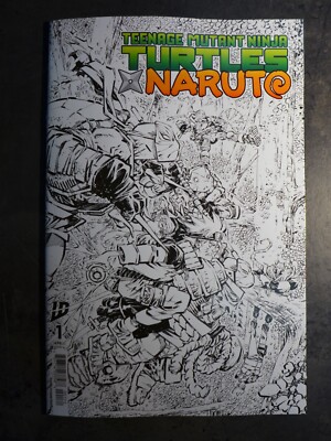 Teenage Mutant Ninja Turtles X Naruto #1- 2nd Printing 1:10 Corona B&W Variant
