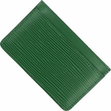 Louis Vuitton Card Case Epi Cloak Green Leather Pass Commuter Holder