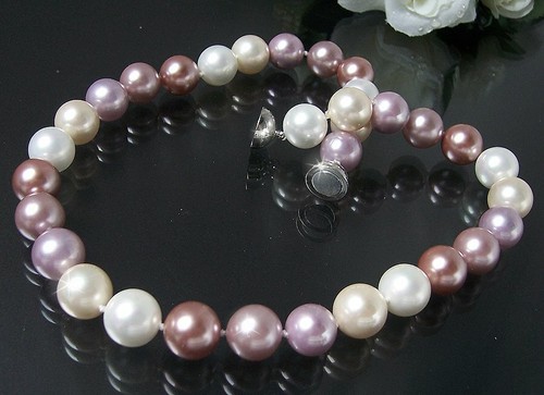 Perlenkette Perlen Armband Ohrringe Muschelkernperlen Schmuck Set Hochzeit VS7# - Bild 21 von 99