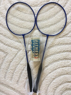 Badminton Schläger 2er SET mit Federbällen-Box blau FITCOM sehr gut NEU OVP