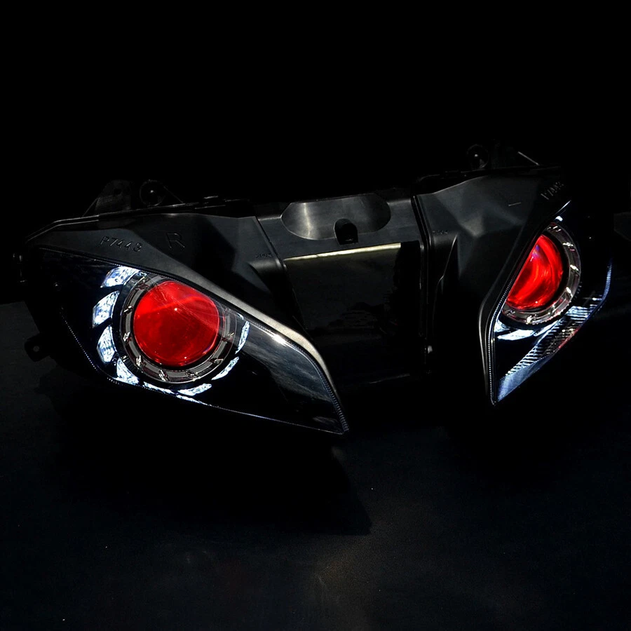 Custom Headlight For Yamaha YZF R6 2008-2014 White Angel Eyes Red Demon Eyes LED - Изображение 4 из 4