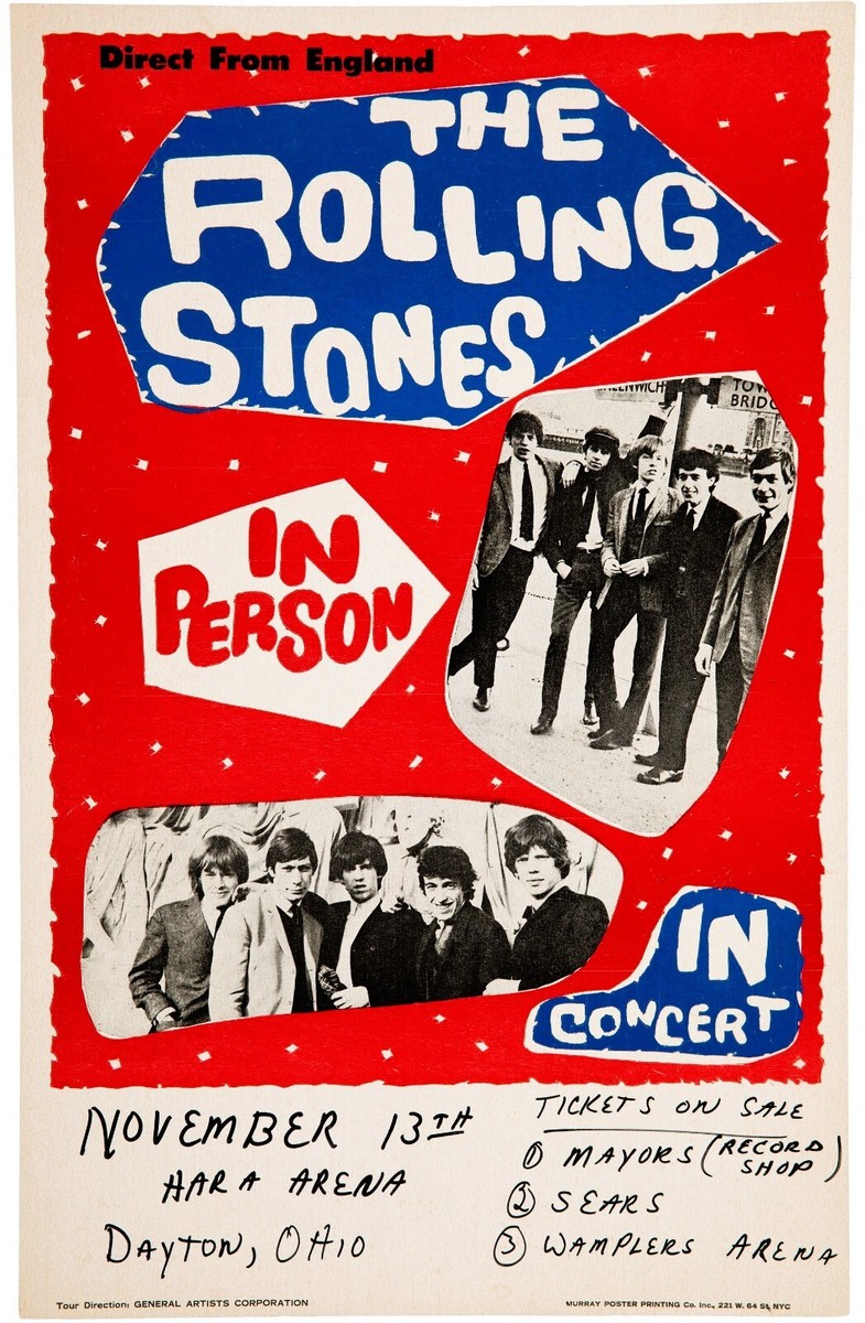 the rolling stones ポスター 1964 THE ROLLING STONES CONCERT POSTER WALL ART RE- PRINT SIZE 10