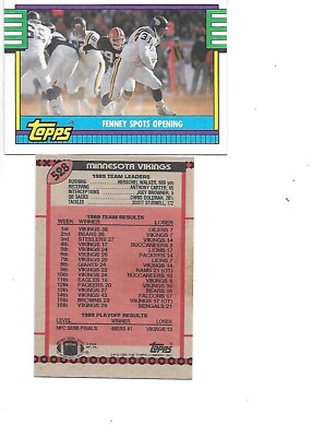 Rick Fenney Vikings Team Leaders 1990 Topps Football Card #528 BOGO FREE