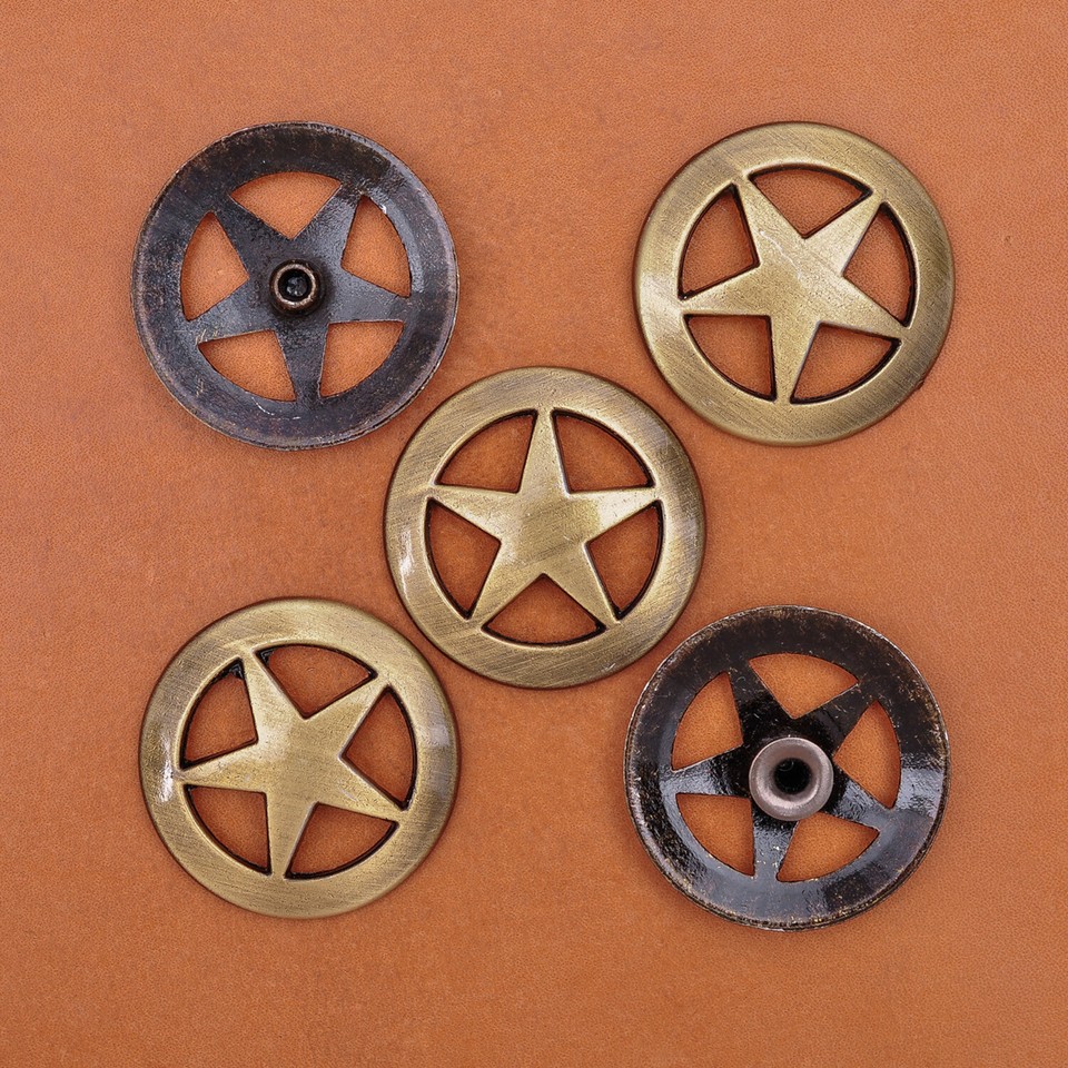 10-Piece Antique Silver Western Star Conchos - 2.8cm Rivetback For Belts, Hats, Jackets