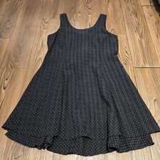 CDC Caren Desiree Women 12 Mini Fit Flare Dress Black White Polka Dot Checkered