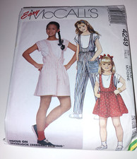Vintage 1989 MCCALL'S Pattern 4249 Girls Top Jumper Romper Size Medium 8-10 CUT