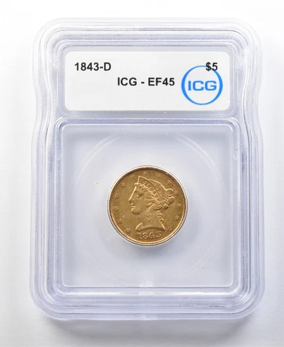 1843-D Liberty Half Eagle — photo from the most recent tracked eBay sale