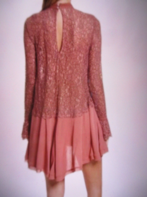 Free People Tell Tale Lace Tunic Dress Size S Dusty Mauve Long Sleeve NWT |  eBay