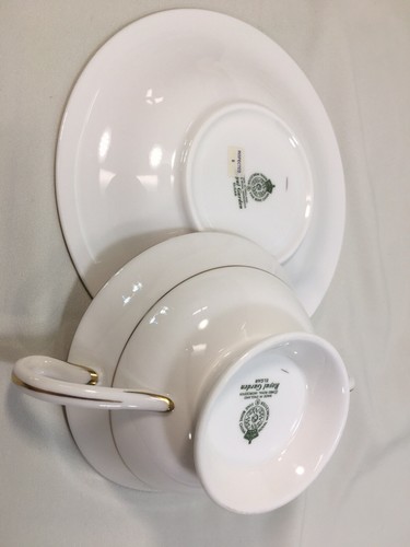 (8) Royal Worcester "Royal Garden" Large CREAM SOUP SETS Pink/White Roses MINT! - Picture 11 of 12