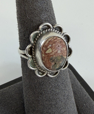 Sterling Silver Boulder Opal Matrix Big Cat Jaguar Ring Sz 5.5 Signed
