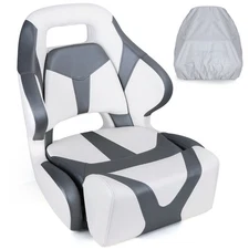 NORTHCAPTAIN White/Charcoal Sport Flip Up Boat Bucket Seat with Boat Seat Cover