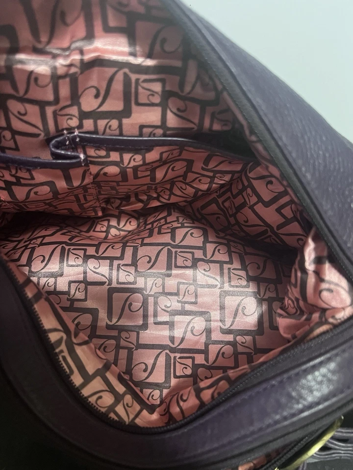 Stone Mountain Purple Pebble Leather Crossbody Bag with Multiple Pockets - Image 4 of 4