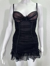 Women’s 34B Victoria’s Secret Black Mesh Corset Slip Dress Sexy Little Thing