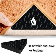 Strong double-sided rug grippers, reusable, anti-slip, safe for floors.