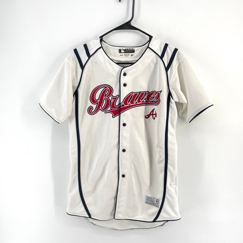 MLB Atlanta Braves Youth XL Baseball Jersey White Button Up Genuine Merchandise