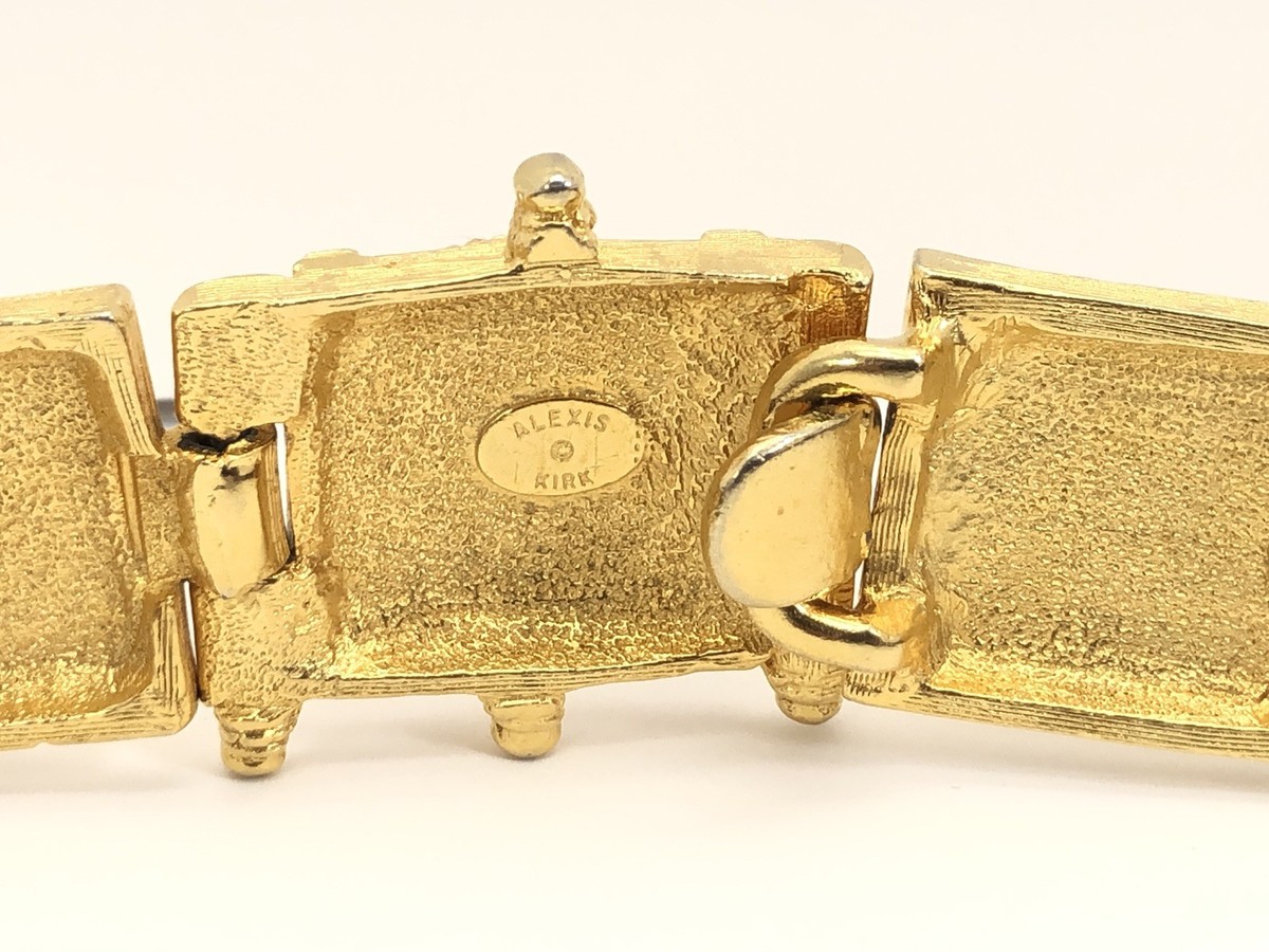 Vintage Alexis Kirk Gold Tone Lion Head Buckle Brown  display picture 2