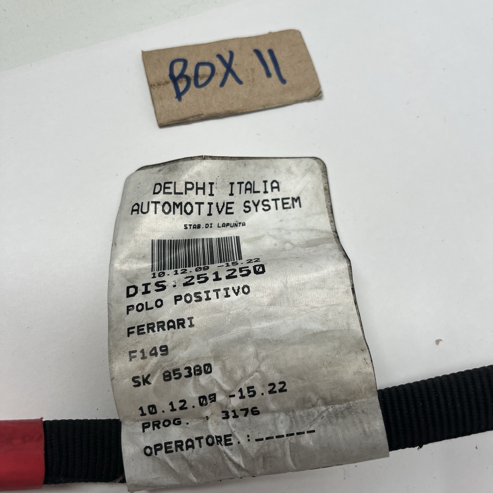USED FERRARI CALIFORNIA BATTERY POSITIVE CABLE WITH BRACKET 251250 OEM