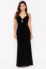 Jessica McClintock for Gunne Sax Vintage Black Halter Crystal Formal Gown 5/6