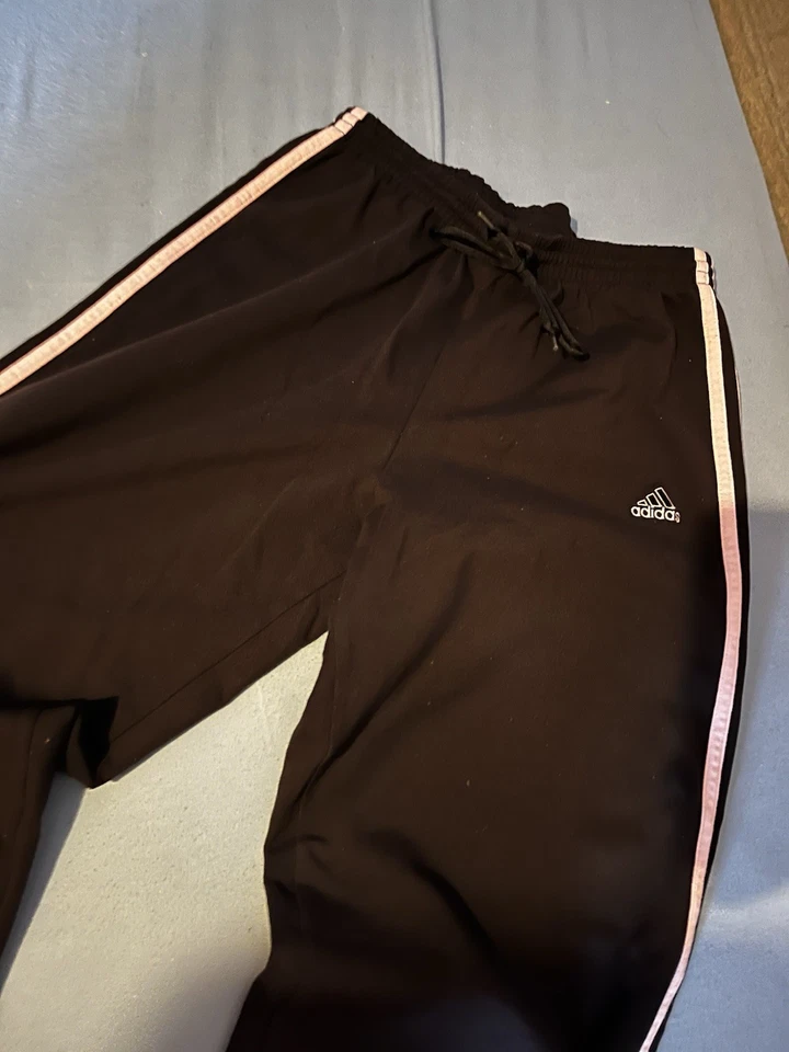 ADIDAS Sport Trainings Hose 36 38 SCHWARZ ROSA WEIT; Schlupfhose; Freizeithose - Bild 3 von 4
