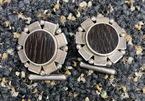 Vintage 925 Silver Designer Cufflinks w/Ebony. William Spratling,Taxco