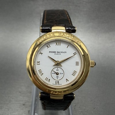 Pierre Balmain Watch Women 26mm White Dial Gold Tone Small Seconds New battery