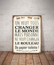 Plaque métal vintage citation papier  Toilettes Décoration Déco affiche WC PQ