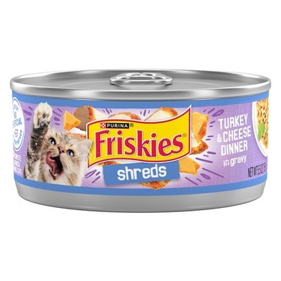 Shreds Turkey Cheese Dinner Gravy Protein Wet Cat Food Pack 24 5.5 oz Cans