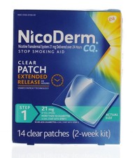 NicoDerm CQ Nicotine Patch  Step 1 21mg 14CT EXP  9/26+ Free Shipping