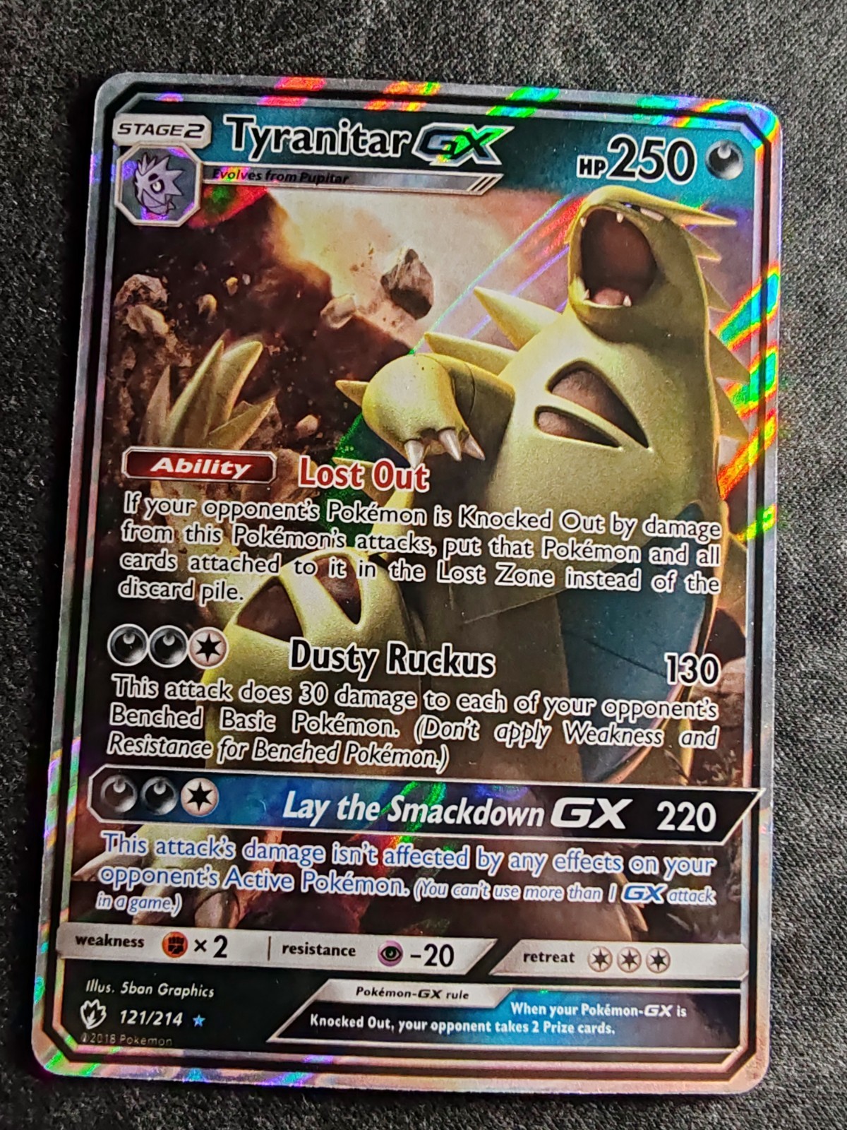 Pokémon Card Tyranitar GX 121/214 2018 NM