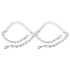 24" Iron Flat Chain Straps Purse Shoulder Bag DIY Replacement, 2Pcs White Silver