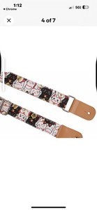 MUSIC FIRST Original Design Fortune Cat Maneki Neko Canvas Leather Camera Strap
