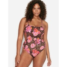 Victoria  s Secret Strappy One Piece Swimsuit Leopard Floral Tropical M