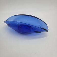 Vintage Whitefriars/Sowerbys? Boat Shaped Glass Cobalt Blue Bonbon Cigar Ashtray