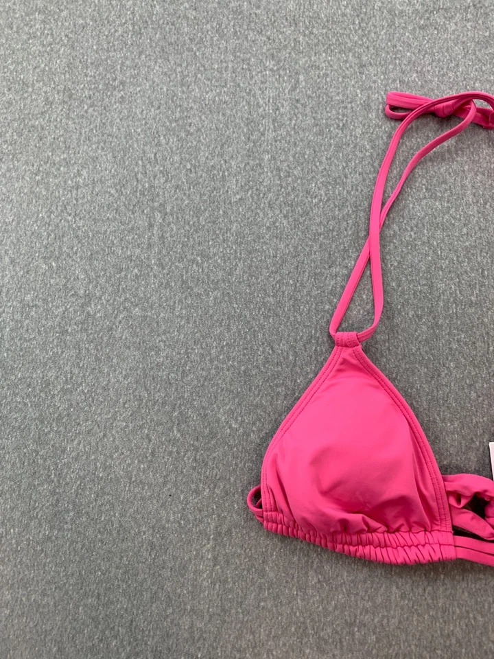 Roxy SD Beach Classics Mini Tiki Triangle Bikini Swimsuit Top Women L Pink Soft - Image 3 of 4