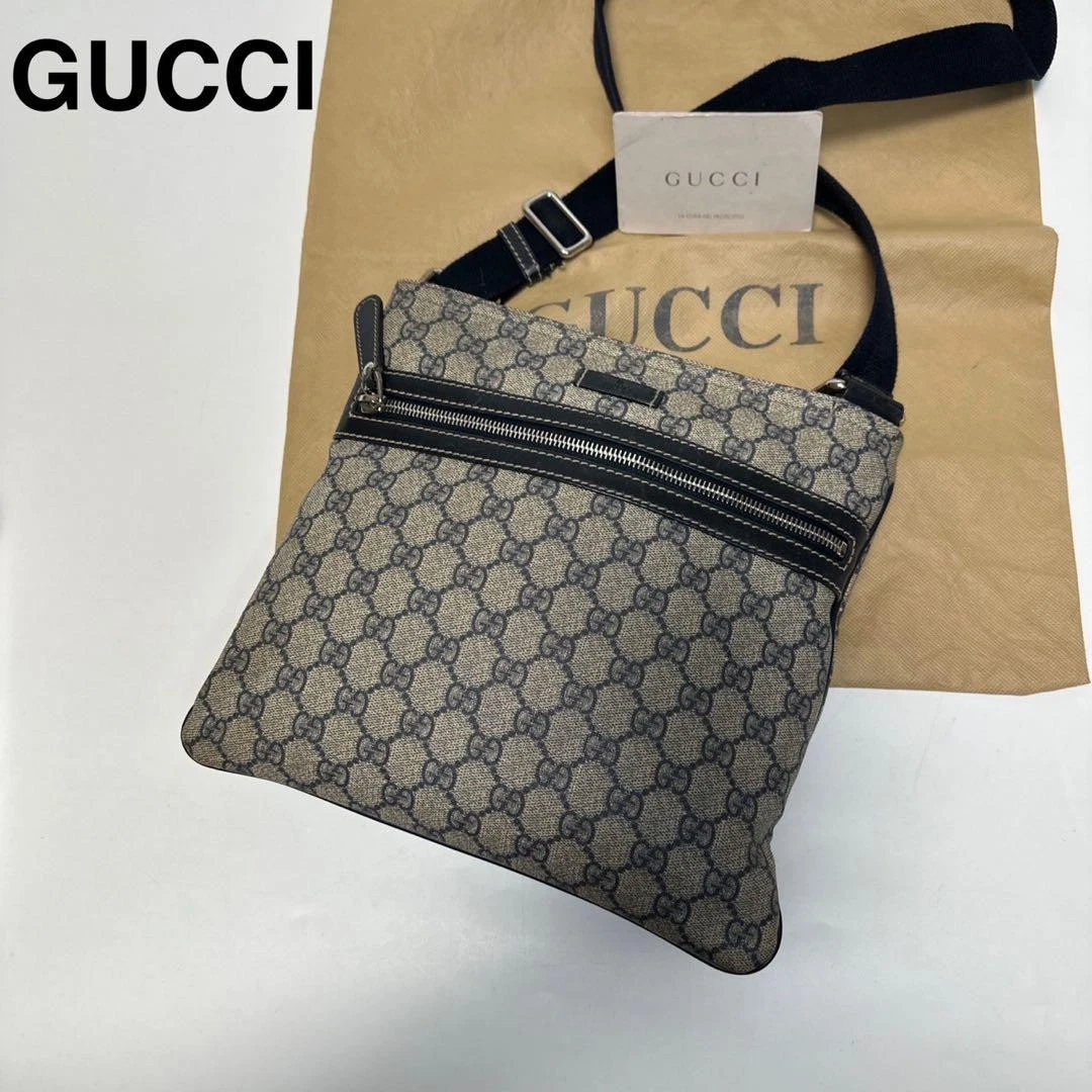 Sac GUCCI L08 Beauty Gucci GG Supreme PVC cuir bleu marine sac à bandoulière 0410b