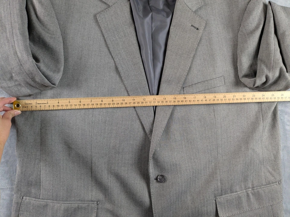 Oak Hill Blazer Men 2XL 50/52R Gray Herringbone Sport Coat Jacket Classic Preppy - Image 4 of 4
