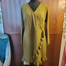 Boohoo Green Faux Wrap Dress