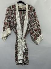 Vtg Victoria's Secret Gold Label Satin Floral Kimono Robe Womens OS Sheer 90s