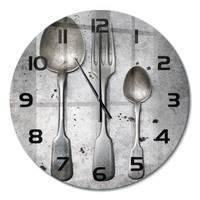 Runde Glas-Wanduhr Aus Glas Runde Wanduhr Besteck Schwarze Zeiger Fi60 Cm