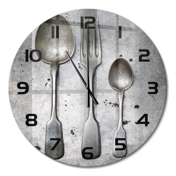 Runde Glas-Wanduhr Aus Glas Runde Wanduhr Besteck Schwarze Zeiger Fi60 Cm-image