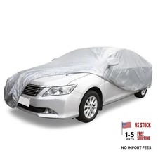 180T Gray Car Cover Waterproof Fit for Sedan Length 200-204 inch Silver Tone