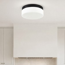 12'' Modern 24W LED Ceiling Light 5CCT Dimmable Glass Flush Mount Black Fixture