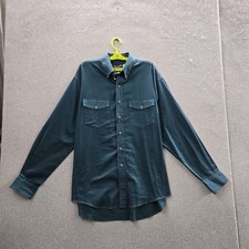 Wrangler Men Button Up Shirt 17X36 Teal Western Shirt Long Sleeve Pearl Snap