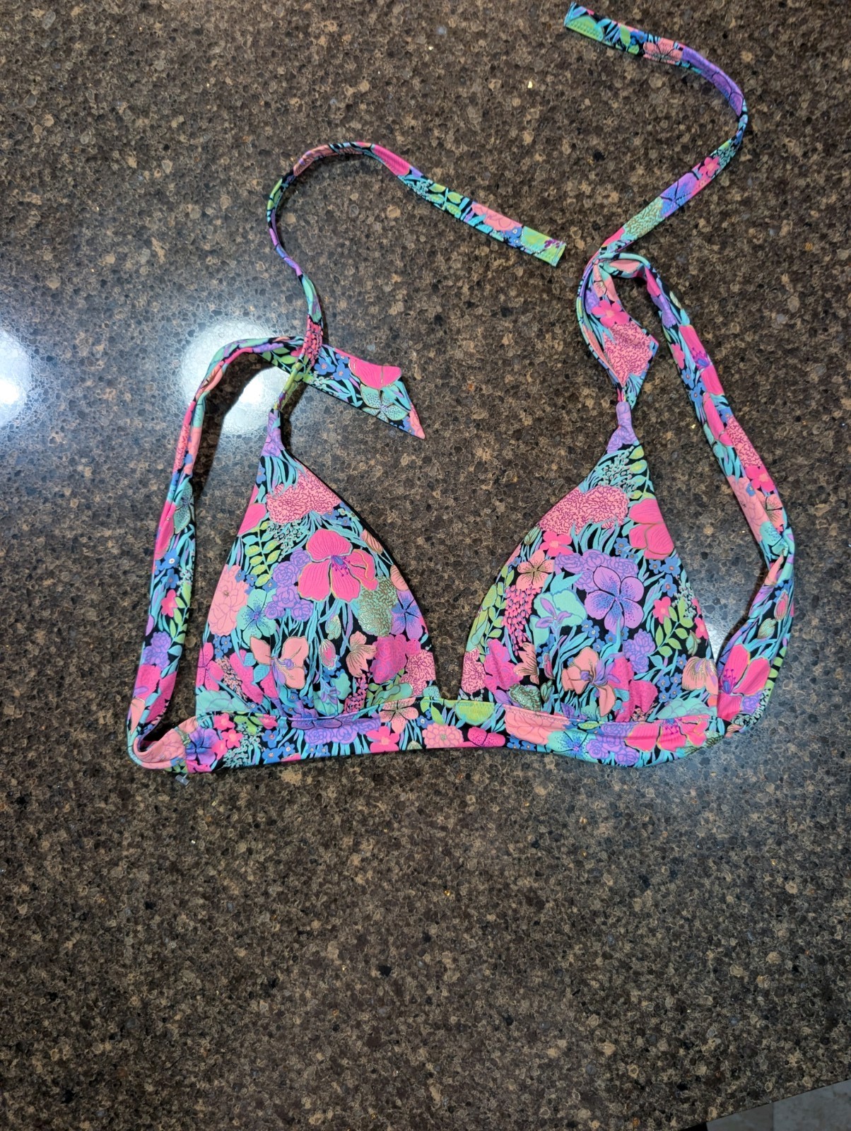 Victoria's Secret Women's Halter Bikini Top Padded Wireless Large Multi Color
