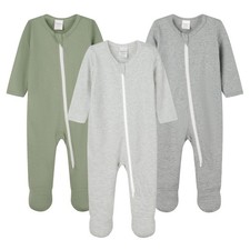 Baby Boys' Cotton Sleep and Play Pjs, Snug Fit Footed Jumpsuit, Zip Front Paj...